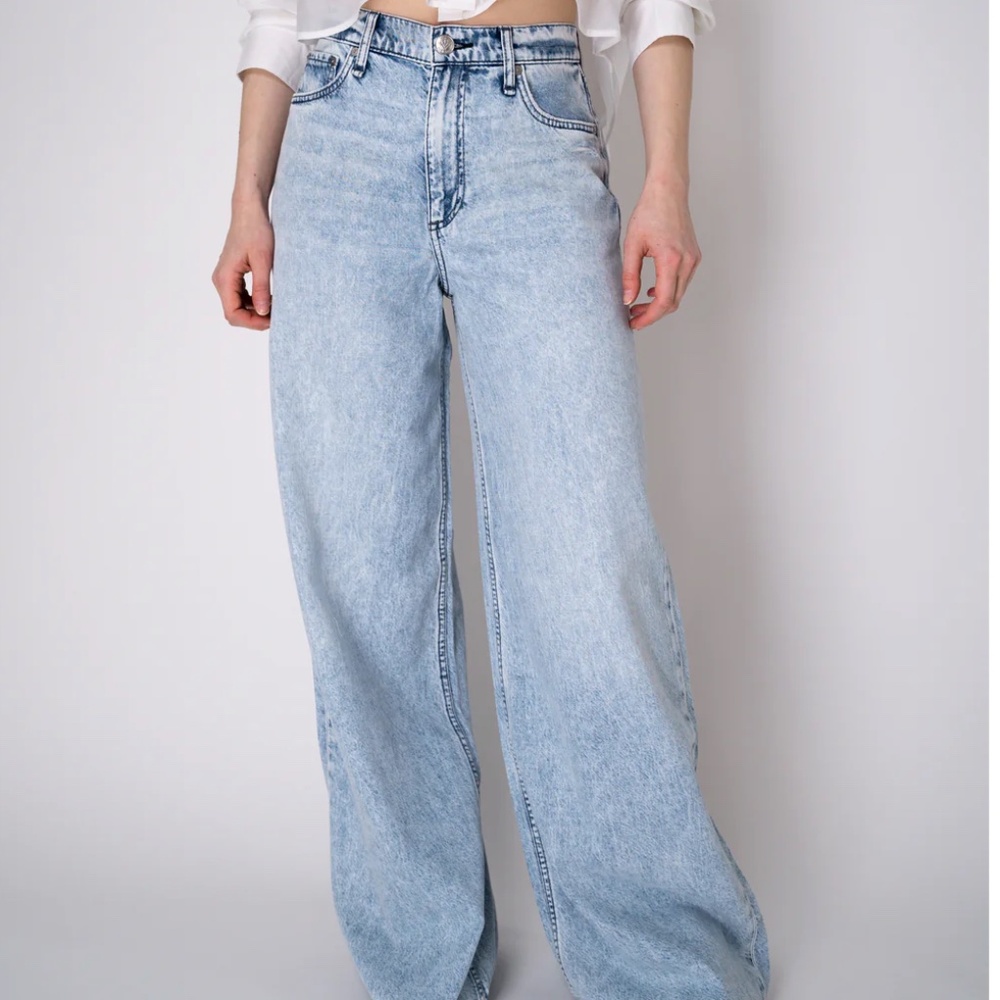 2025 Rag & Bone Featherweight Sophie High-Rise Full Length Wide Jean sz 30